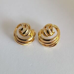 Unknown Brand Gold Swirl Statement Stud Earrings -‎ Elegant Party Jewelry
